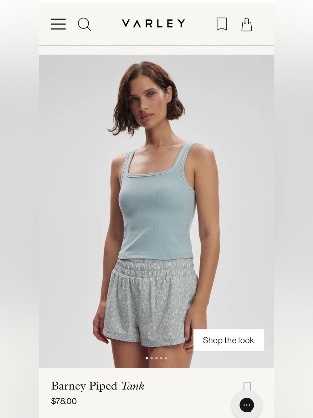 Varley Barney Piped Tank in Ether Blue with White Piping